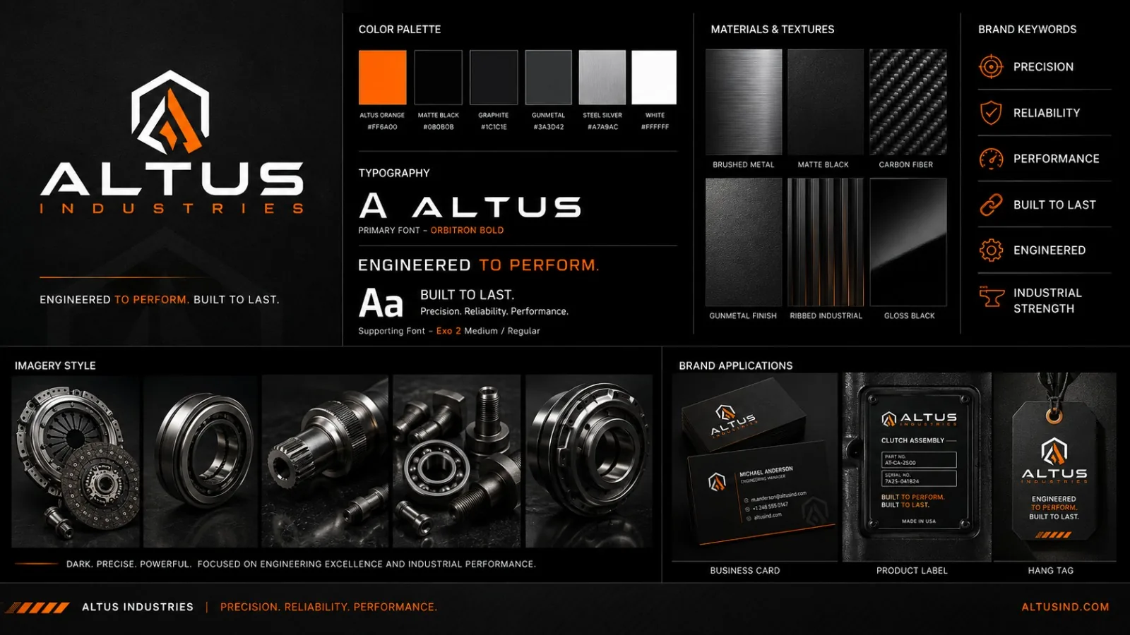Altus Industries brand guidelines — colour palette, typography and imagery style