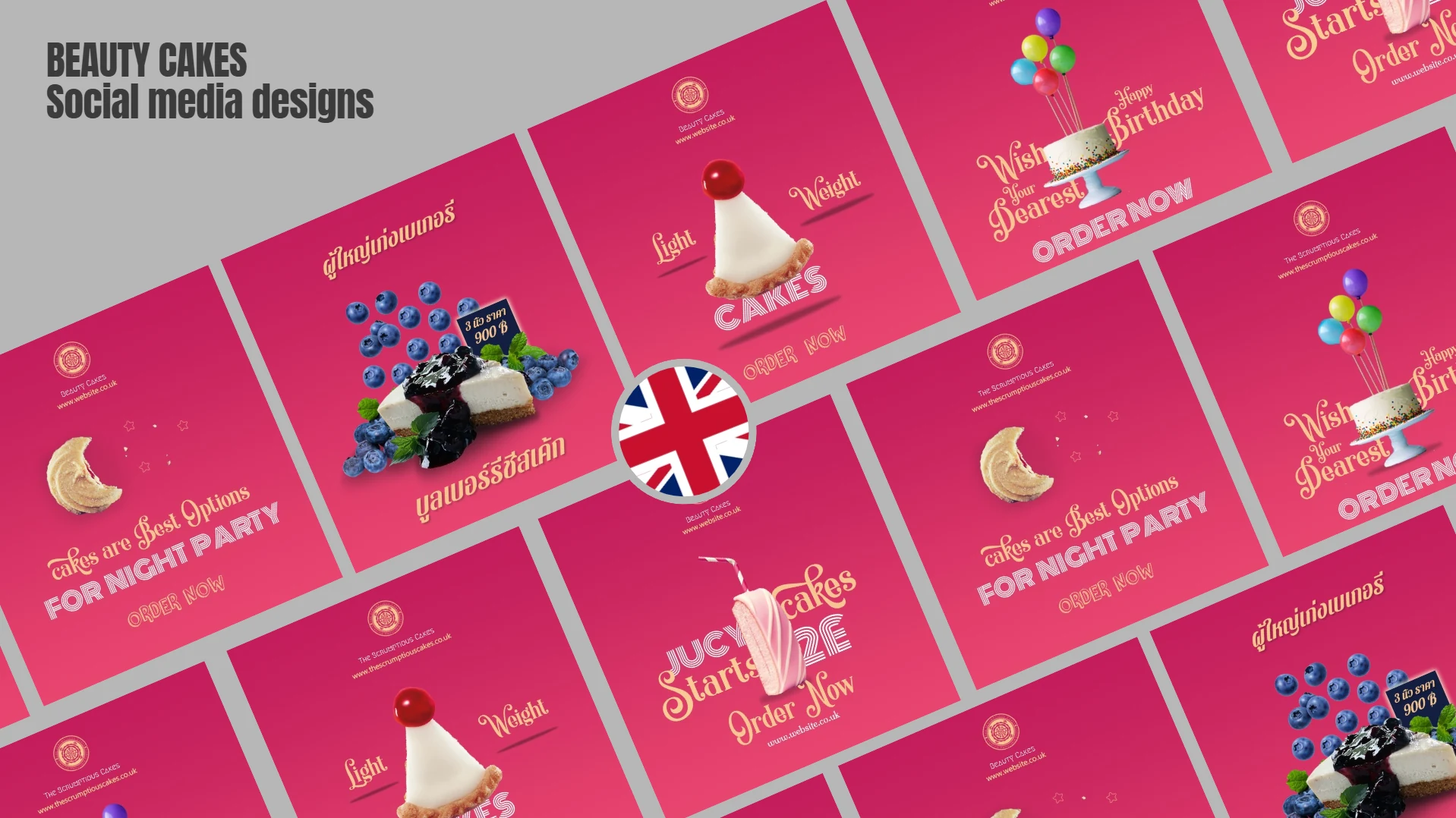 Beauty Cakes &mdash; A bold, appetite-first social media creative system for a UK bakery brand