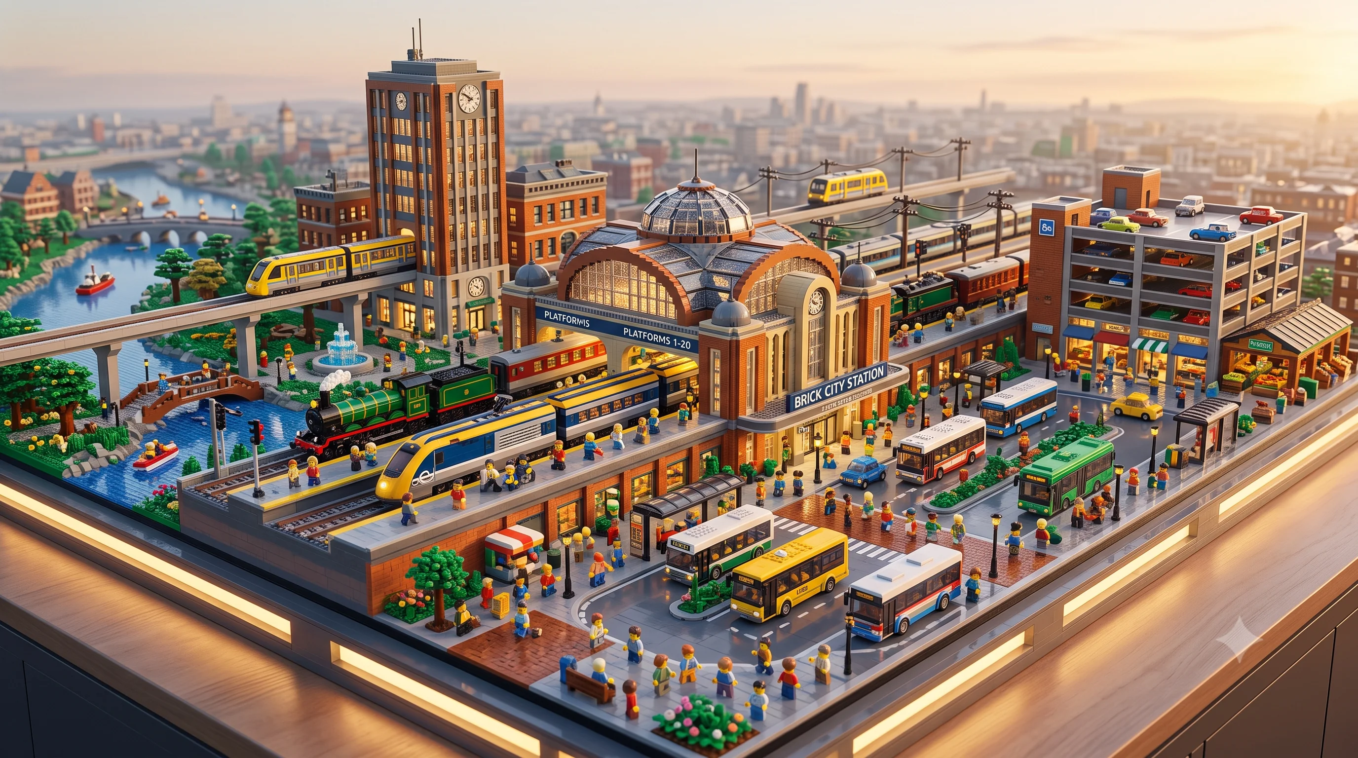 Modern lifestyle home display of artistic LEGO builds
